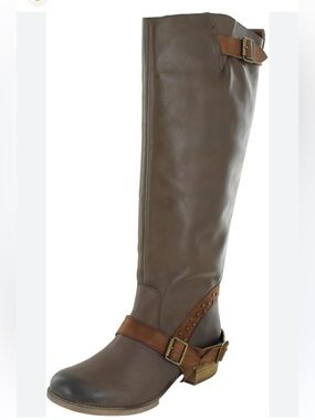 Naughty Monkey Tall Tan Taupe Leather Riding Boho Boots Size 8